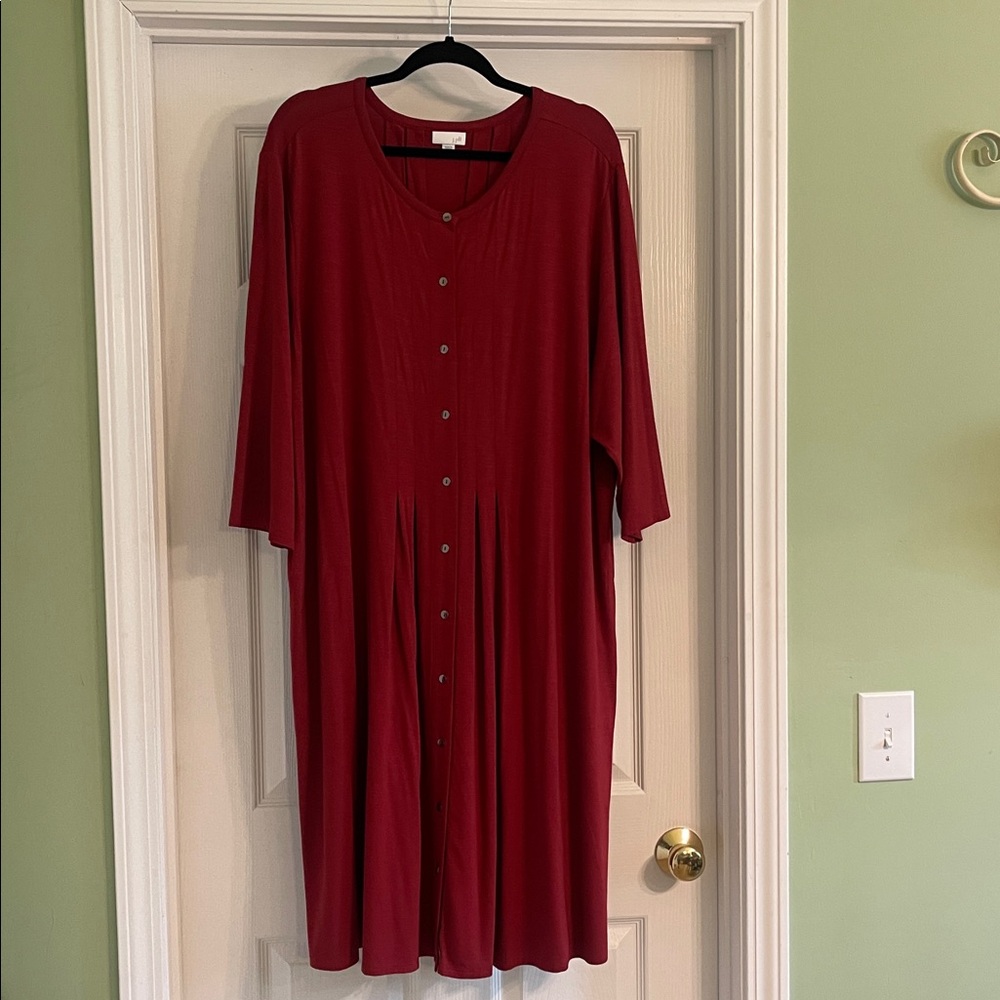 J.Jill 3/4 Sleeve Button Up Pleated Midi Dress-Sz 4X